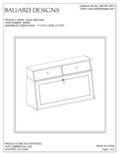 Ballard Designs Lauren Wall Desk WS987 Assembly Instructions Manual