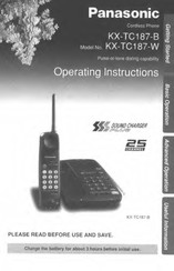 Panasonic KXTC187W - CORDLESS Operating Instructions Manual