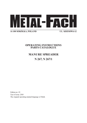 Metal-Fach N 267/1 Operating Instructions, Parts Catalogue