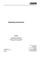 Lauda Ecoline E 220 T Operating Instructions Manual