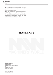 Tetra Pak HOYER CF2 Manual