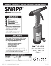 Sunex Tools SNAPP SX0918T Operating Instructions Manual