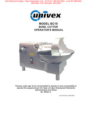 Univex BC18 Operator's Manual