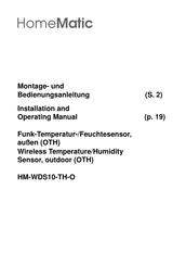 HomeMatic HM-WDS10-TH-O Installation And Operating Manual