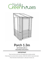 Norfolk Greenhouses Porch 1.3m Assembly Instructions Manual