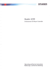 Studer A729 Operating And Service Instructions