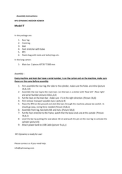 RP3 Rowing DYNAMIC T Assembly Instructions Manual