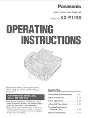 Panasonic KXF1150 - MFD FAX PRINTER Operating Instructions Manual