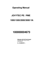 Jovyatlas JOVYTEC PME 2000 VA Operating Manual