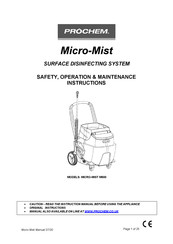 Prochem Micro-Mist M500 Safety, Operation & Maintenance Instructions