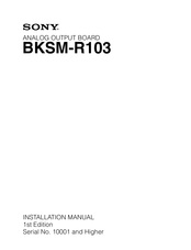 Sony BKSM-R103 Installation Manual
