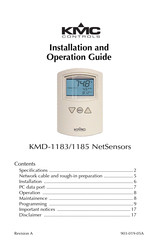 KMC Controls KMD-1185 Installation And Operation Manual