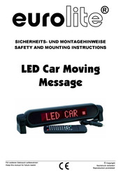 EuroLite LED Car Moving Message Safety And Mounting Instructions