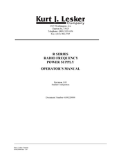 Kurt J. Lesker R301 Operator's Manual