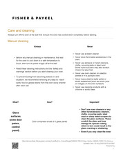 Fisher & Paykel OB60SL7DEX1 Care And Cleaning