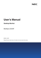 NEC MultiSync E243F User Manual