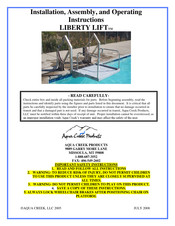 Aqua Creek Products LIBERTY LIFT Installation, Assembly, And Operating Instructions For The Installer