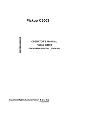 Kemper Pickup C3003 Operator's Manual