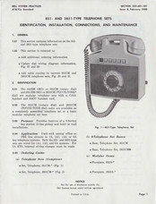 Bell System Practices 2851 Identification, Installation, Connections, And Maintenance