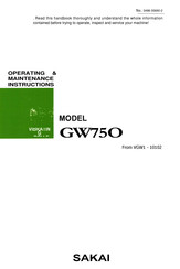 Sakai GW75O Operating & Maintenance Instructions