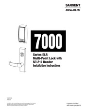 Assa Abloy Sargent ELR Series Installation Instructions Manual