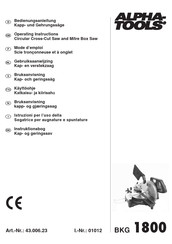 Alpha tools BKG 1800 Operating Instructions Manual