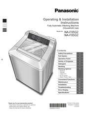 Panasonic NA-F95G2 Operating & Installation Instructions Manual