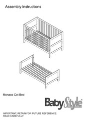 BABYSTYLE Monaco Cot Bed Assembly Instructions Manual