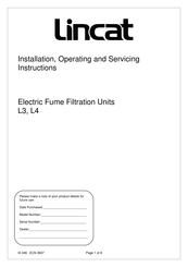 Lincat L3 Installation, Operating And Servicing Instructions