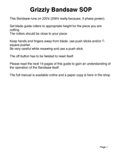 Grizzly Tools G0513X2F Manual