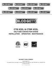 Blodgett CTB XCEL Installation Operation & Maintenance