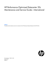 HP Performance Optimized Datacenter 20c Maintenance And Service Manual