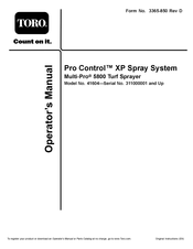 Toro Pro Control XP 41604 Operator's Manual