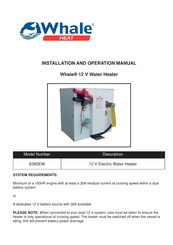Whale S360EW Installation And Operation Manual