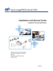 Canon imagePRESS Server F200 Installation And Service Manual