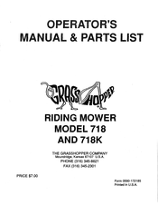 Grasshopper 718K Operator's Manual & Parts List