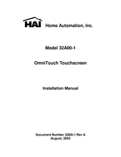 HAI OmniTouch 32A00-1 Installation Manual