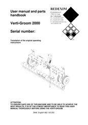 Redexim Verti-Groom 2000 User Manual And Parts Book