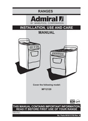 Whirlpool Admiral mf12120 Installation Use And Care Manual