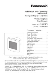 Panasonic FV-10EGF1 Installation And Operating Instructions Manual