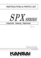 kansai SPX Series Instructions And Parts List