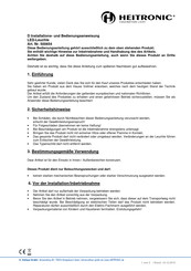 Heitronic 500654 Installation And Operating Instructions Manual
