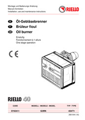 Riello 40 G3RK Installation, Use And Maintenance Instructions
