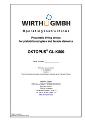 WIRTH OKTOPUS GL-K800 Operating Instructions Manual