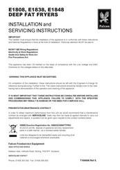 Falcon Foodservice Equipment E1808 Installation And Servicing Instructions