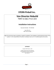 Stern Pinball TMNT Prem Series Installation Instructions Manual