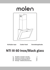 Molen NTI III 60 Inox/Black glass Instruction On Mounting And Use Manual