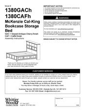 Whittier Wood Furniture McKenzie Cal-King Bookcase Storage Bed 1380GACh Assembly Instructions Manual