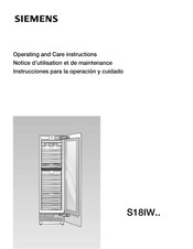 Siemens S18IW Series Operating And Care Instructions