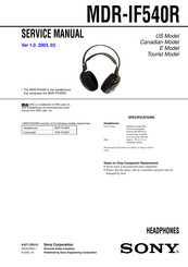 Sony MDR-IF540R Service Manual